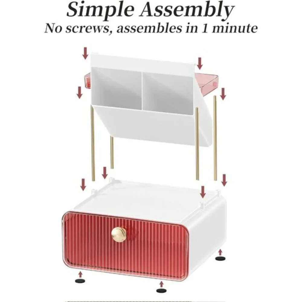 New 2-Tier Makeup Organizer Countertop in Blush for Vanity & Bathroom Storage